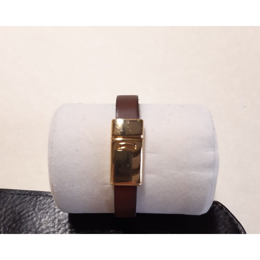 Pulseira de couro de vaca castanho com fecho magnético
