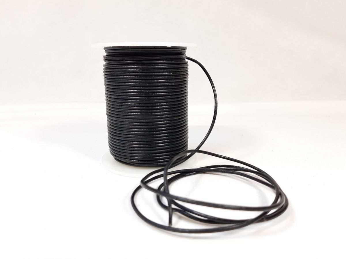 50m diâmetro do cordão de couro redondo 2mm preto