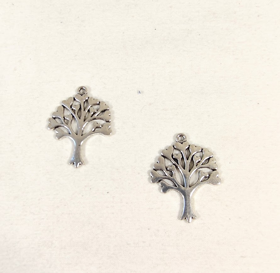 Lot de 2 breloques m&eacute;tal " arbre de vie"