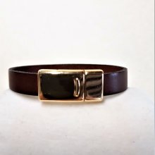 Pulseira de couro de vaca castanho com fecho magnético